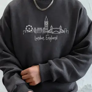 Londra İngiltere Mektup Sadelik Baskı Erkekler Kapşonlu Rahat Yumuşak Tişörtü Moda Temel Giys