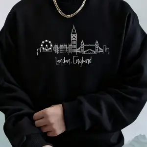 Londra İngiltere Mektup Sadelik Baskı Erkekler Kapşonlu Rahat Yumuşak Tişörtü Moda Temel Giys