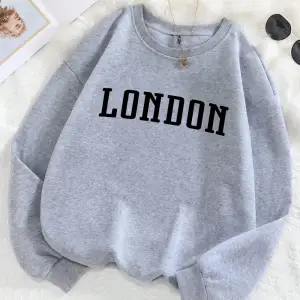 Londra İngiltere Mektup Tasarım Kadın Kazak Rahat O-Boyun Streetwear Çok Renkli Sonbahar Elbi