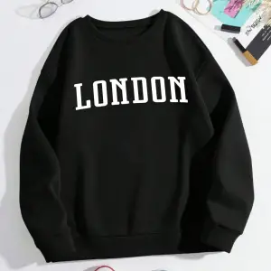 Londra İngiltere Mektup Tasarım Kadın Kazak Rahat O-Boyun Streetwear Çok Renkli Sonbahar Elbi
