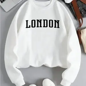 Londra İngiltere Mektup Tasarım Kadın Kazak Rahat O-Boyun Streetwear Çok Renkli Sonbahar Elbi