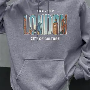 Londra Şehir Baskıları Sonbahar Erkekler Hoody Cep Kapüşonlu Üst Hip Hop Moda Giyim Kişilik R