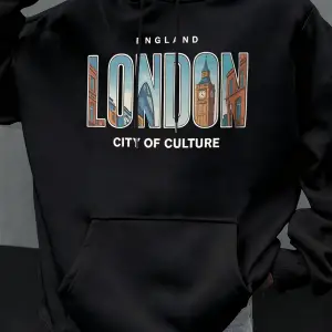 Londra Şehir Baskıları Sonbahar Erkekler Hoody Cep Kapüşonlu Üst Hip Hop Moda Giyim Kişilik R