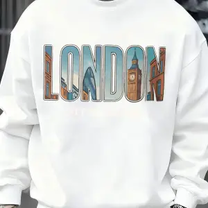 Londra Şehir Desenli Kazak Erkek Sokak Bisiklet Yaka Kazak Polar Tüm Maç Spor Giyim Hipster S