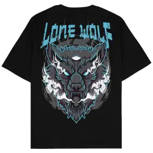 Lone Wolf Siyah Oversize Unisex T-shirt