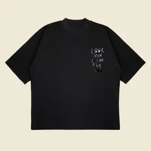 Look Mom I Can Fly Boxy Fit Oversize Unisex Tshirt – Baskılı Tişört |