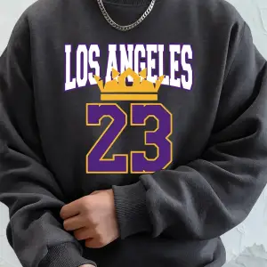 Los Angeles 23 Baskılı Erkek Kapüşonlu Üstleri Sonbahar Bisiklet Yaka Tişörtü Temel Polar Sıc