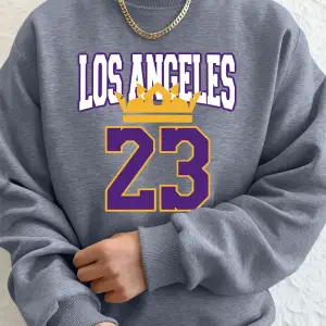 Los Angeles 23 Baskılı Erkek Kapüşonlu Üstleri Sonbahar Bisiklet Yaka Tişörtü Temel Polar Sıc