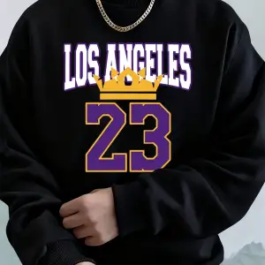 Los Angeles 23 Baskılı Erkek Kapüşonlu Üstleri Sonbahar Bisiklet Yaka Tişörtü Temel Polar Sıc