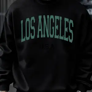 Los Angeles ABD Mektup Desenli Erkekler Kazak Günlük Büyük Beden Spor Giyim Her Şeyle Uyumlu