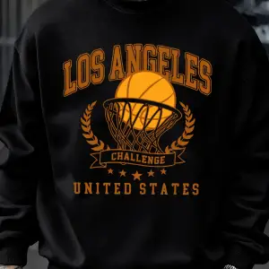 Los Angeles Basketbol Mücadelesi Baskılı Sweatshirt Erkek Retro Hip Hop Kıyafetleri Günlük Ka
