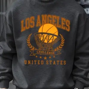 Los Angeles Basketbol Mücadelesi Baskılı Sweatshirt Erkek Retro Hip Hop Kıyafetleri Günlük Ka