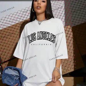 Los Angeles Baskılı Oversize Kalıp Unisex T-shirt