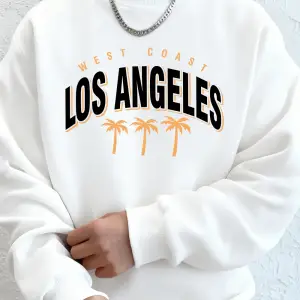 Los Angeles Batı Yakası Hindistan Cevizi Ağacı Baskılı Erkek Kapüşonlu Üstü Sonbahar Bol Swea