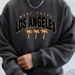 Los Angeles Batı Yakası Hindistan Cevizi Ağacı Baskılı Erkek Kapüşonlu Üstü Sonbahar Bol Swea