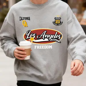 Los Angeles California 23 Baskı Sonbahar Erkek Kazak Büyük Beden Yumuşak Giyim Sokak Sıcak Üs