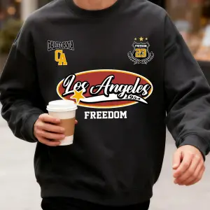 Los Angeles California 23 Baskı Sonbahar Erkek Kazak Büyük Beden Yumuşak Giyim Sokak Sıcak Üs