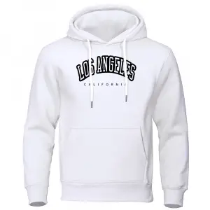 Los Angeles California Siyah Baskılı Erkek Kazak Hipster Sıcak Kapşonlu Hip Hop Crewneck Kapü