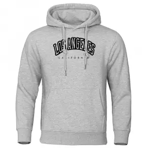 Los Angeles California Siyah Baskılı Erkek Kazak Hipster Sıcak Kapşonlu Hip Hop Crewneck Kapü