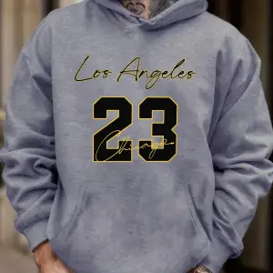 Los Angeles Chicago Numara 23 Baskı Polar Sonbahar Kapşonlu Erkek Günlük Cepli Spor Giysileri