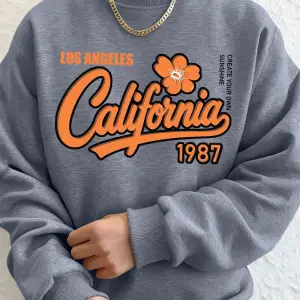 Los Angeles Kaliforniya 1987 Baskılı Erkek Sweatshirt Kışlık Bol Kapüşonlu Spor Bisiklet Yaka