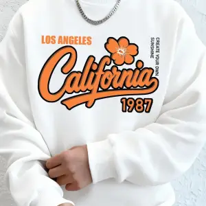 Los Angeles Kaliforniya 1987 Baskılı Erkek Sweatshirt Kışlık Bol Kapüşonlu Spor Bisiklet Yaka