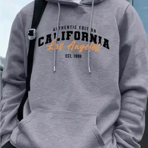 Los Angeles Kaliforniya Baskı Erkek Kapüşonlu Üst Sonbahar Bol Sweatshirt Hip Hop Cepli Polar