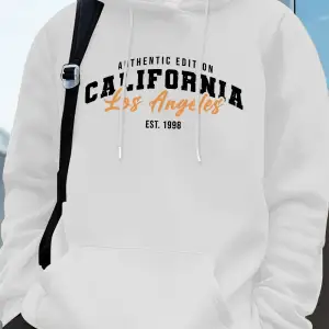 Los Angeles Kaliforniya Baskı Erkek Kapüşonlu Üst Sonbahar Bol Sweatshirt Hip Hop Cepli Polar