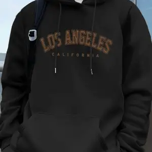 Los Angeles Kaliforniya Baskı Erkek Kazak Kış Gevşek Kapüşonlular Spor Cep Polar Sıcak Kazakl