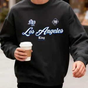 Los Angeles King Letter Creative Print Üst Giyim Bol Kesim Oversize Sweatshirt Jogging Modası