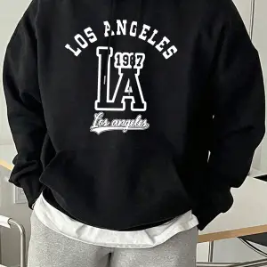 Los Angeles Mektup Baskılı Kapüşonlu Üstler Erkek Polar Sokak Modası Sweatshirtleri Sonbahar