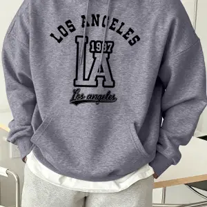 Los Angeles Mektup Baskılı Kapüşonlu Üstler Erkek Polar Sokak Modası Sweatshirtleri Sonbahar