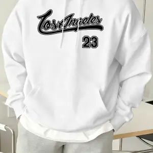 Los Angeles Number 23 Baskılı Üst Giyim Erkek Sokak Modası Günlük Kapüşonlu Üst Basit Rahat S