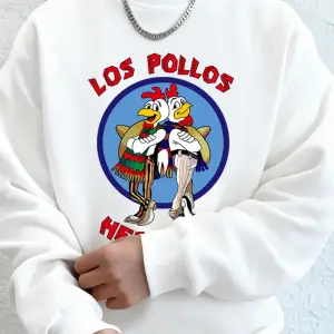 Los Pollos Hermanos Baskılı Erkek Kazak Kış Gevşek Kapüşonlular Spor Bisiklet Yaka Polar Sıca