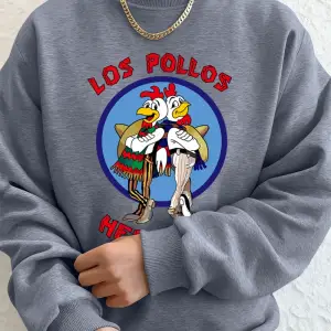 Los Pollos Hermanos Baskılı Erkek Kazak Kış Gevşek Kapüşonlular Spor Bisiklet Yaka Polar Sıca