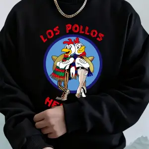Los Pollos Hermanos Baskılı Erkek Kazak Kış Gevşek Kapüşonlular Spor Bisiklet Yaka Polar Sıca
