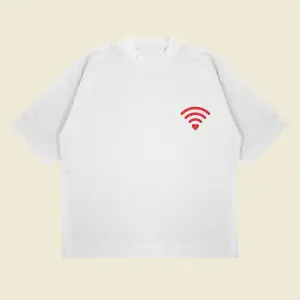 Love Wifi Baskılı Oversize Unisex Pamuklu Nefes Alan Kalın Kumaşlı