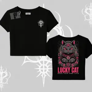 Lucky Cat Japon Tarzı Kedi Baskılı Babby Tee Tshirt
