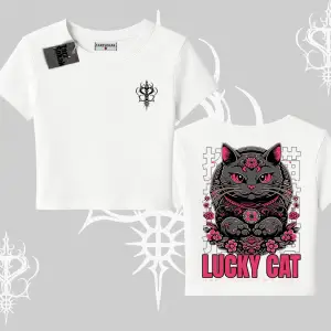 Lucky Cat Japon Tarzı Kedi Baskılı Babby Tee Tshirt