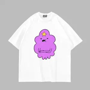 Lumpy Space Princess Baskılı Oversize Unisex Beyaz
