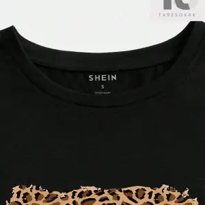 LUNE Leopar Desenli Koyun Kafası Grafikli Kadın Tişört