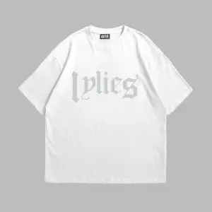 Lyrics Taş Baskılı Oversize Unisex Beyaz