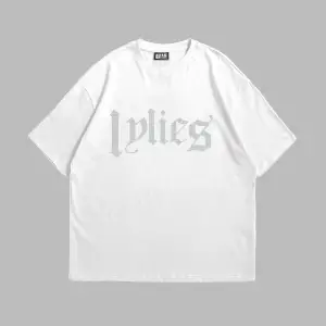 Lyrics Taş Baskılı Oversize Unisex Beyaz