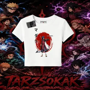 Madara Uchiha Naruto Anime Karakteri Kadın Baby Tee Beyaz