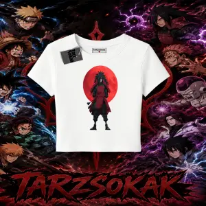 Madara Uchiha Naruto Anime Karakteri Kadın Baby Tee Beyaz