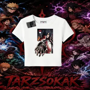 Madara Uchiha Naruto Anime Karakteri Kadın Baby Tee Beyaz