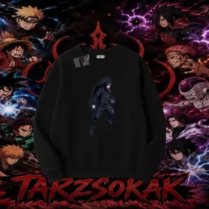 Madara Uchiha Naruto Anime Karakteri Oversize Unisex Bisiklet Yaka Sweatshirt Beyaz