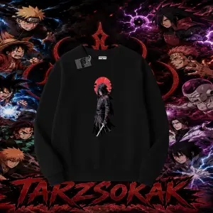 Madara Uchiha Naruto Anime Karakteri Oversize Unisex Bisiklet Yaka Sweatshirt Beyaz