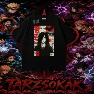 Madara Uchiha Naruto Anime Karakteri Oversize Unisex Tişört Beyaz