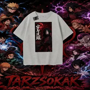 Madara Uchiha Naruto Anime Karakteri Oversize Unisex Tişört Beyaz